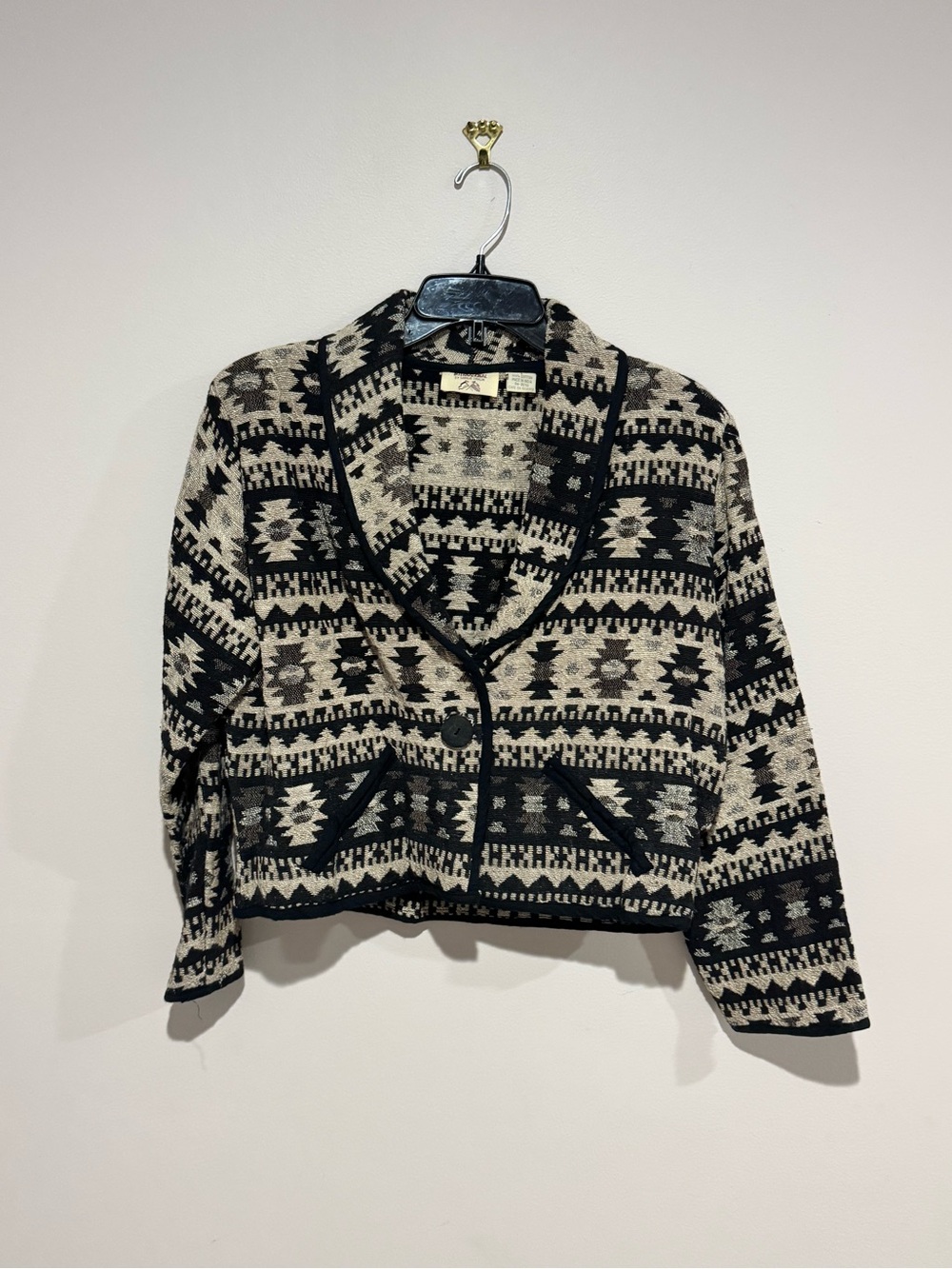 Vintage International Giorgio Fiorlini Tapestry Cropped Jacket Sz Large Aztech